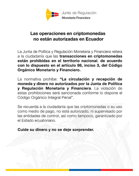 Junta de Regulación Monetaria del Ecuador Criptomonedas | Cooperativa de Ahorro y Crédito CACPECO LTDA